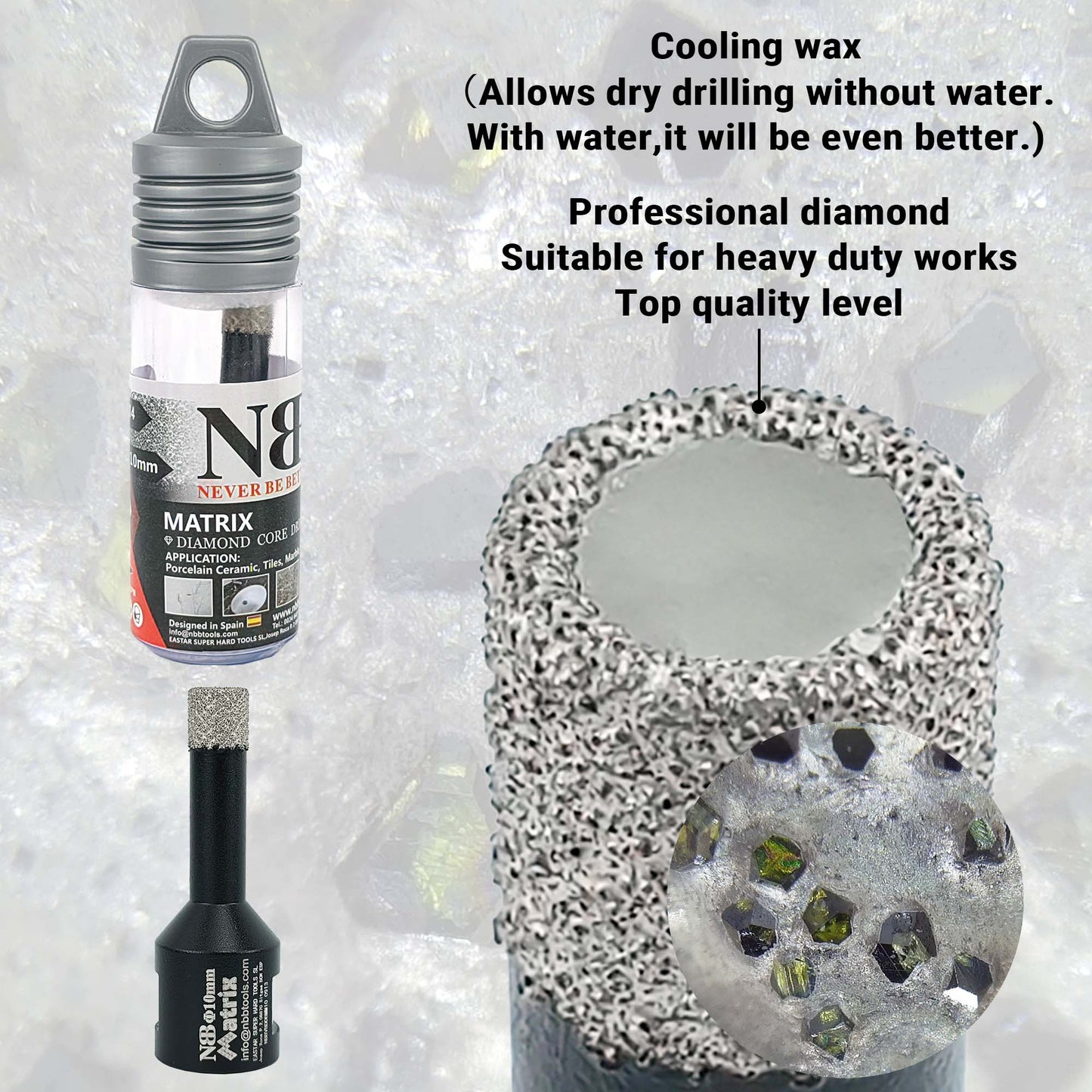 NBB Broca de diamante fresa diamantada con M14 Ordenar en forma de una matriz corona diamante para taladrar en porcelana cerámica baldosa granito mármol en seco húmedo para Amoladora Angular