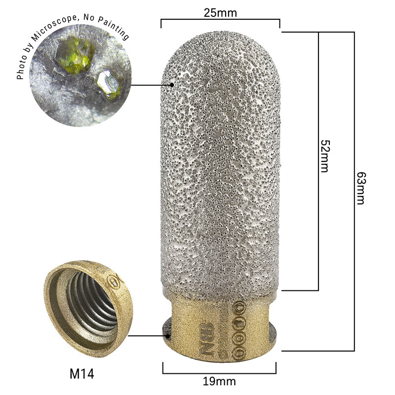 NBB Fresa de diamante con M14,forma de dedo,broca de chaflán,broca de fresado de diamante para ampliar y dar forma al agujero en porcelana,cerámica,baldosas,granito,mármol, en seco o húmedo
