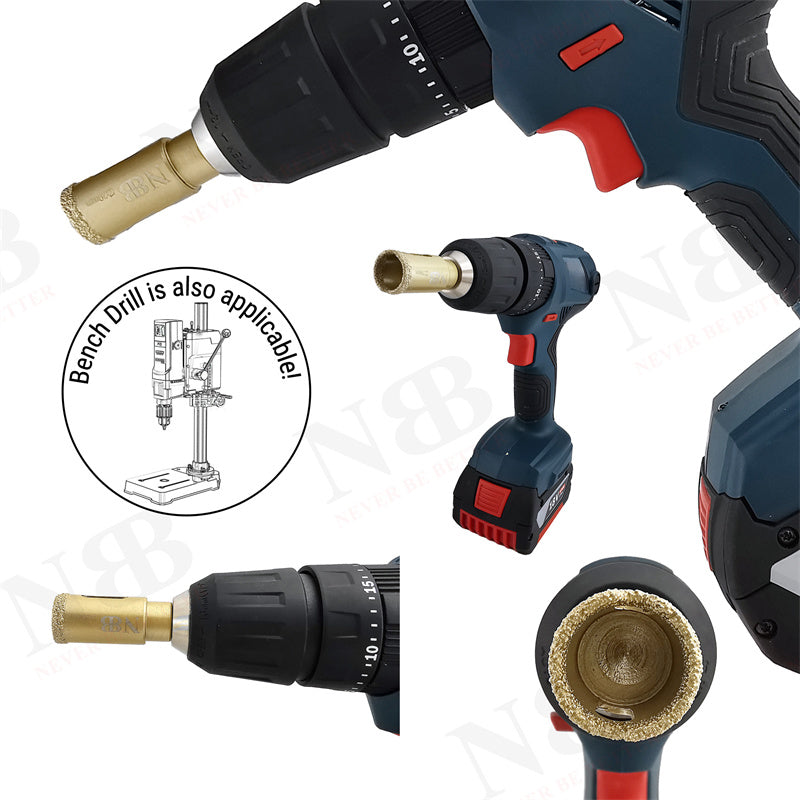 NBB Brocas de diamante con vástago hexagonal 12.5mm, corona diamante para taladrar en seco en porcelana,cerámica,baldosas,granito,azulejo, meyor en húmedo, para perforadora de pistola y banco