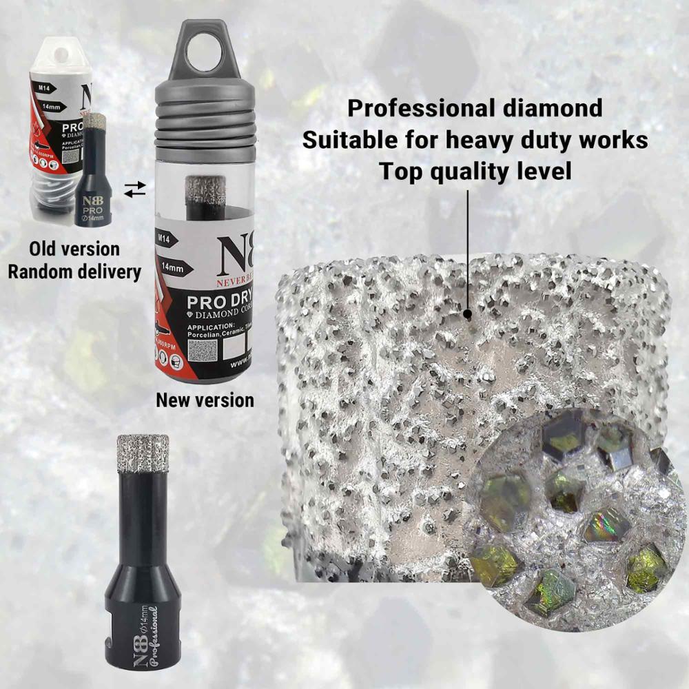 NBB Broca de diamante soldada al vacío con M14, para taladrar en seco y en húmedo profesionalmente en porcelana dura, cerámica, baldosas, granito, mármol, rápida, para Amoladora Angular(PRO EAVBDDBM)
