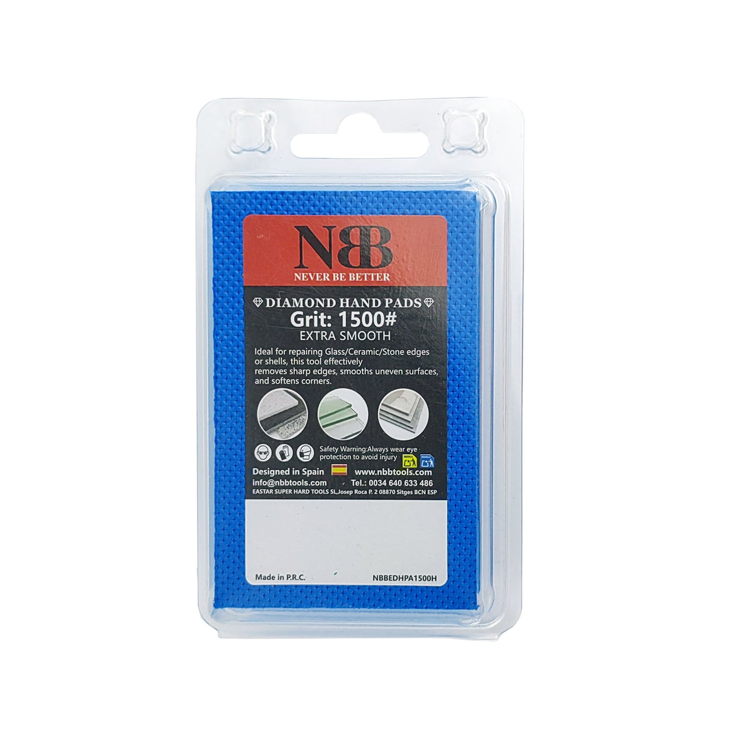 NBB Almohadilla diamantada para lijar y pulir a Mano con Diamante galvanizado para Piedra, mármol, Granito, cerámica, azulejo, Vidrio, con Almohadilla de Esponja Flexible