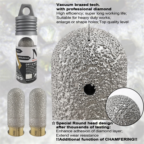 NBB Fresa de diamante con M14,forma de dedo,broca de chaflán,broca de fresado de diamante para ampliar y dar forma al agujero en porcelana,cerámica,baldosas,granito,mármol, en seco o húmedo