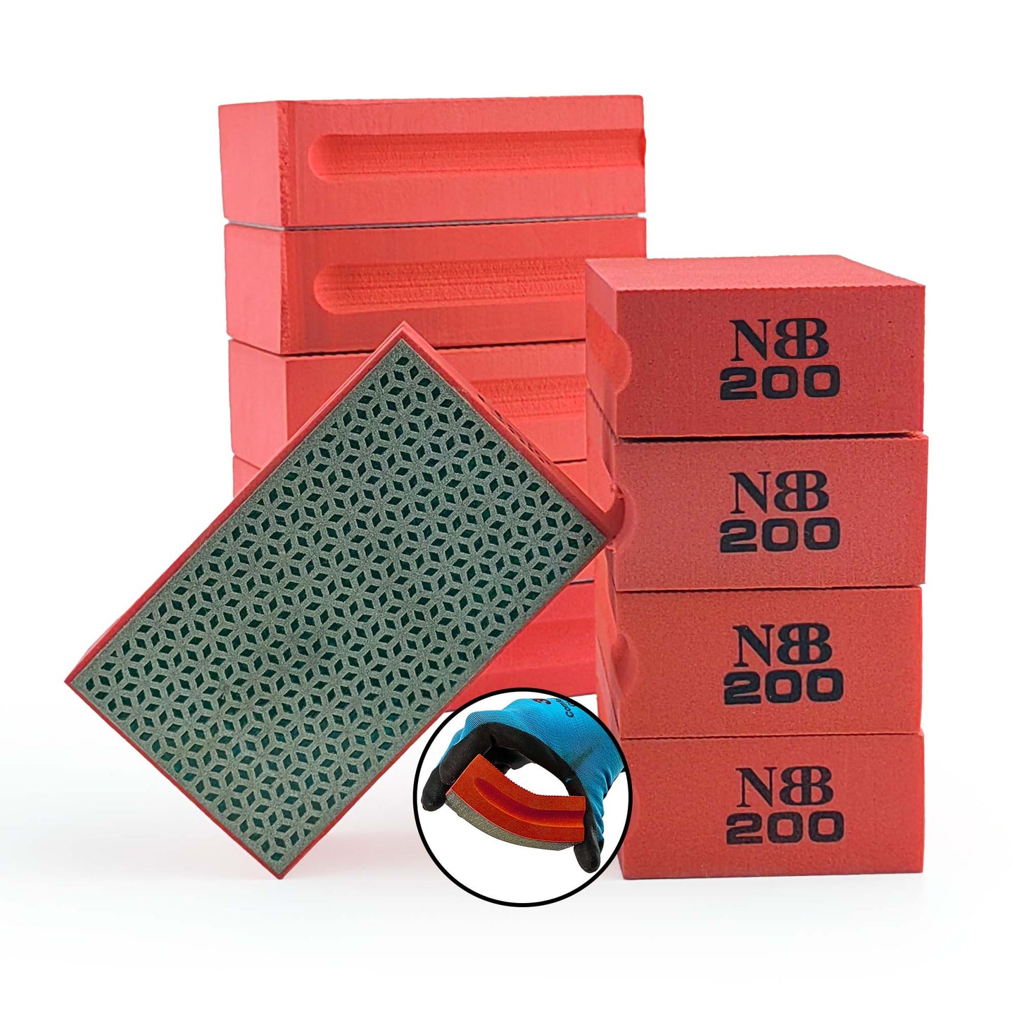 NBB Almohadilla diamantada a Mano para lijar o pulir, Bloque Diamante de Lijado/Pulido con Respaldo de Esponja Flexible para moliendar Piedra Granito cerámica azulejo Vidrio Madera Metal (10pcs)