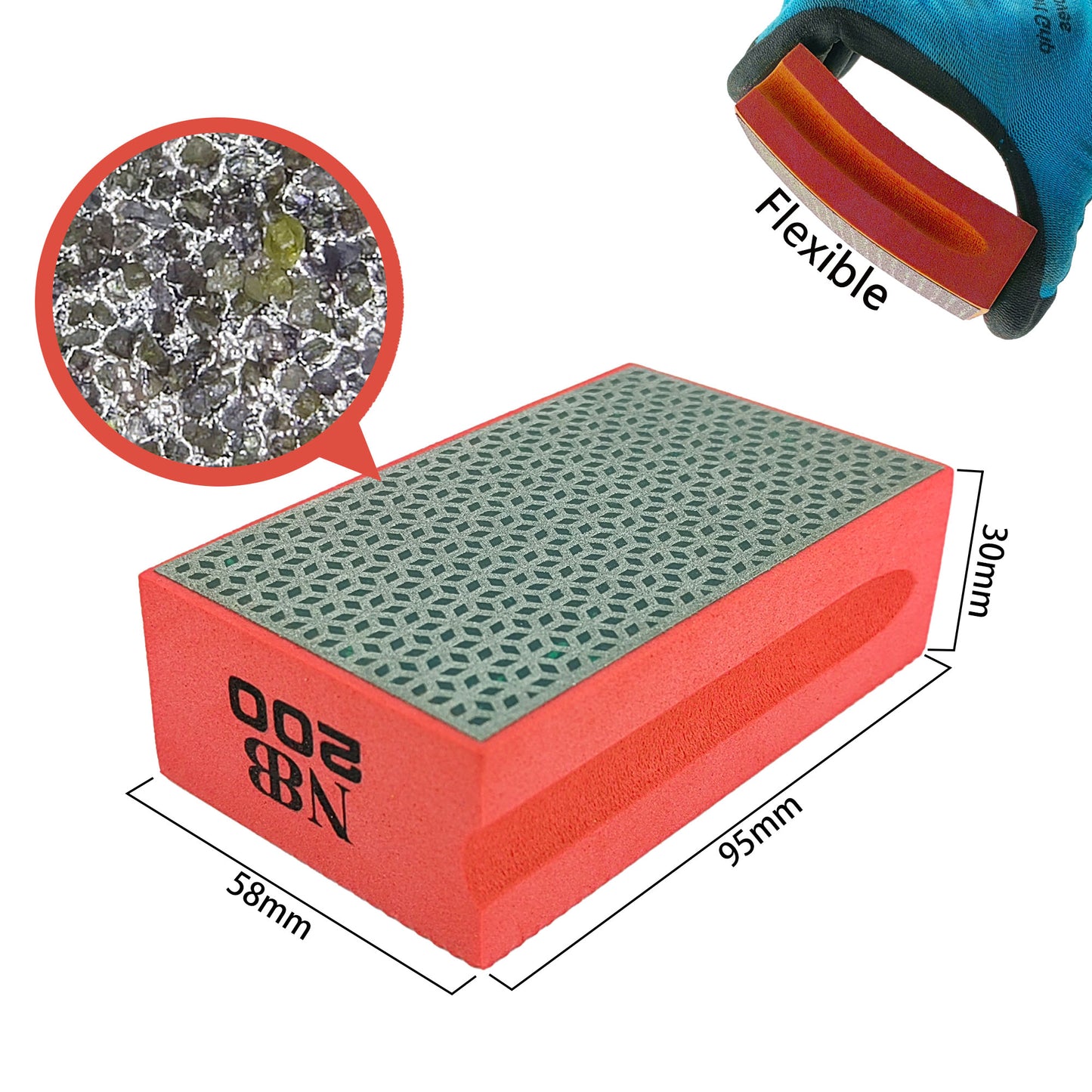 NBB Almohadilla diamantada a Mano para lijar o pulir, Bloque Diamante de Lijado/Pulido con Respaldo de Esponja Flexible para moliendar Piedra Granito cerámica azulejo Vidrio Madera Metal (10pcs)