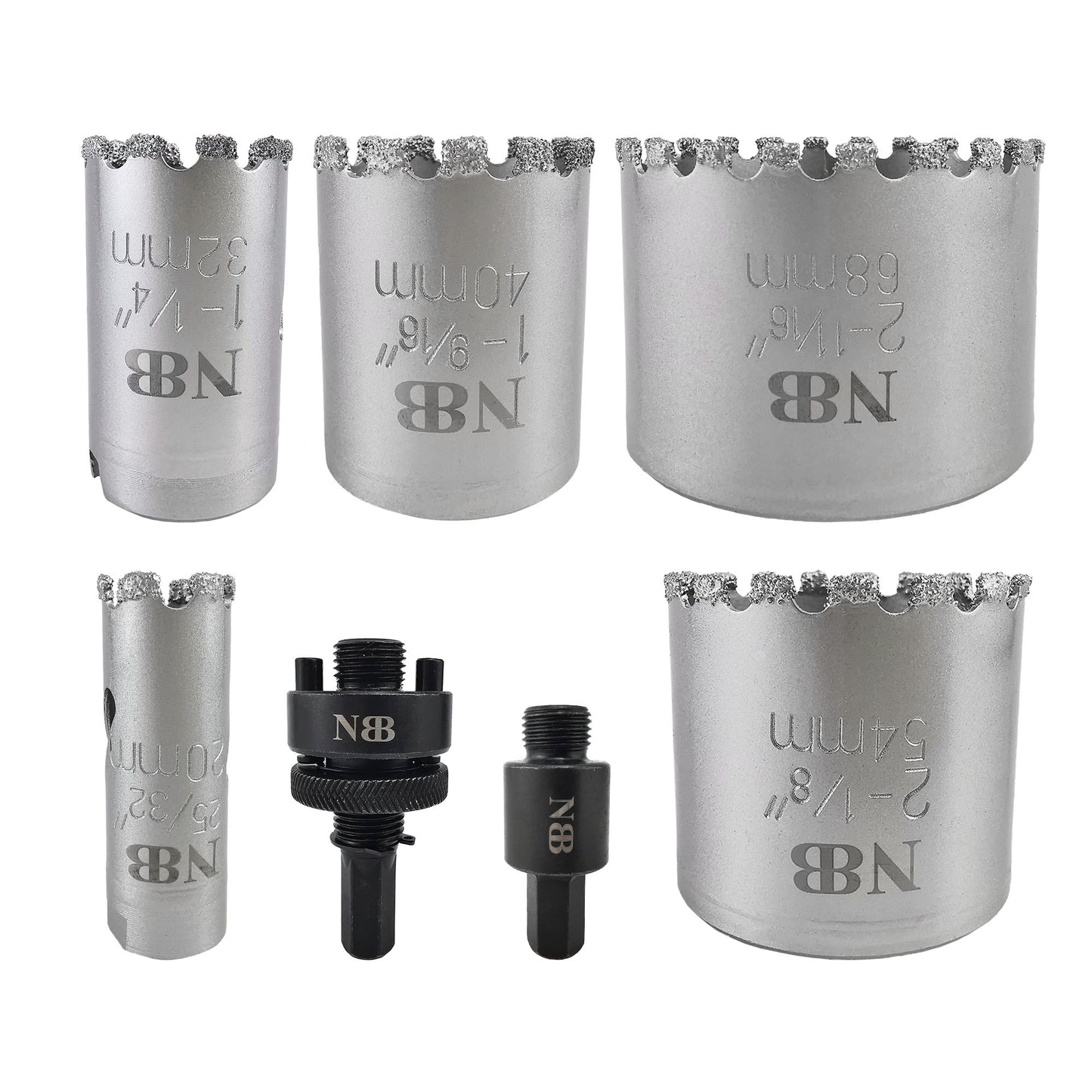 NBB Broca de diamante, corona diamante para taladrar en seco y en húmedo en porcelana dura, cerámica, baldosas, granito, mármol, azulejo, Conectado a Árbol, para Taladro de Pistola/Banco
