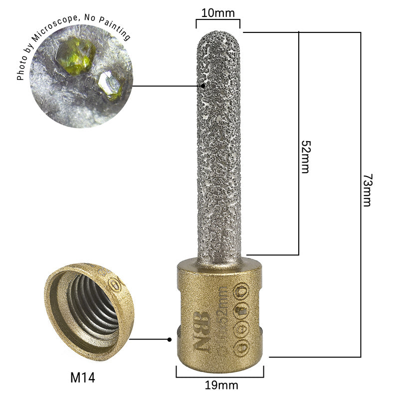 NBB Fresa de diamante con M14,forma de dedo,broca de chaflán,broca de fresado de diamante para ampliar y dar forma al agujero en porcelana,cerámica,baldosas,granito,mármol, en seco o húmedo
