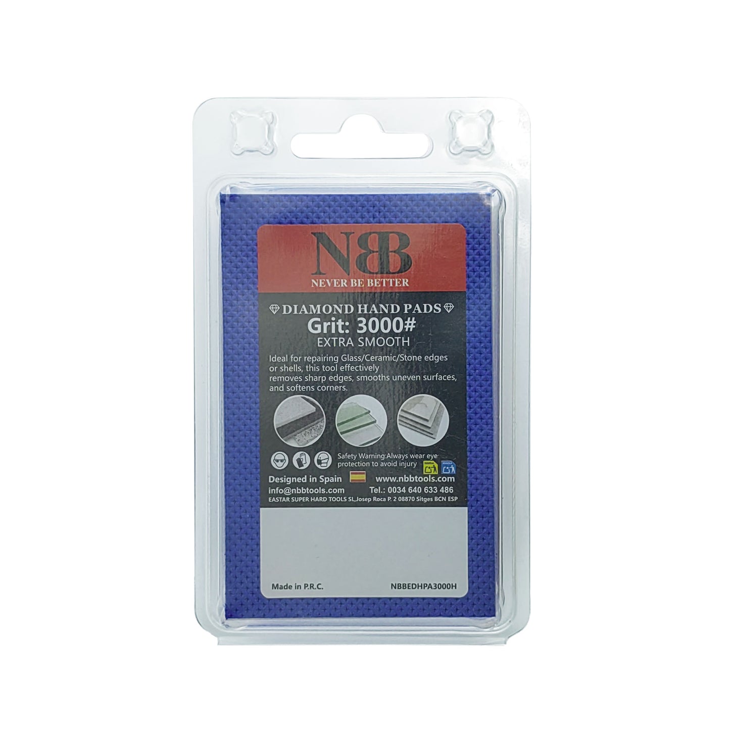 NBB Almohadilla diamantada para lijar y pulir a Mano con Diamante galvanizado para Piedra, mármol, Granito, cerámica, azulejo, Vidrio, con Almohadilla de Esponja Flexible