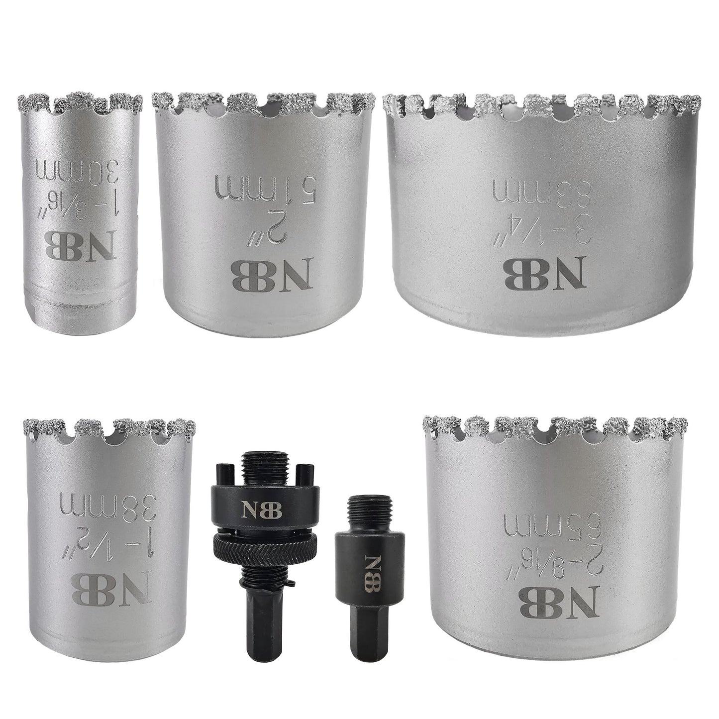 NBB Broca de diamante, corona diamante para taladrar en seco y en húmedo en porcelana dura, cerámica, baldosas, granito, mármol, azulejo, Conectado a Árbol, para Taladro de Pistola/Banco