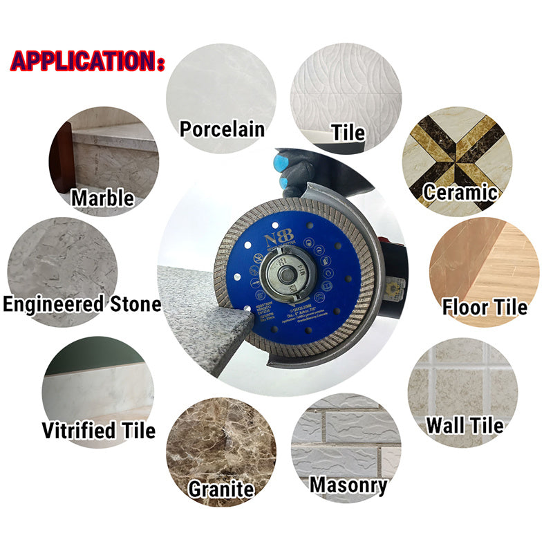 NBB Disco de corte de diamante sierra de diamante con 10mm segmento diamant turbo estrecho espesor 2,2mm hoja diamante Corte en seco de Porcelanico Cerámica Azulejo Mármol Granito Piedra