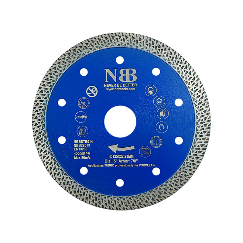 NBB Disco de corte de diamante premium sierra de diamante con altura de 10mm segmento turbo cruzado espesor 1,4mm eje 22,23 mm hoja diamant Corte en seco de Porcelanico Cerámica Azulejo