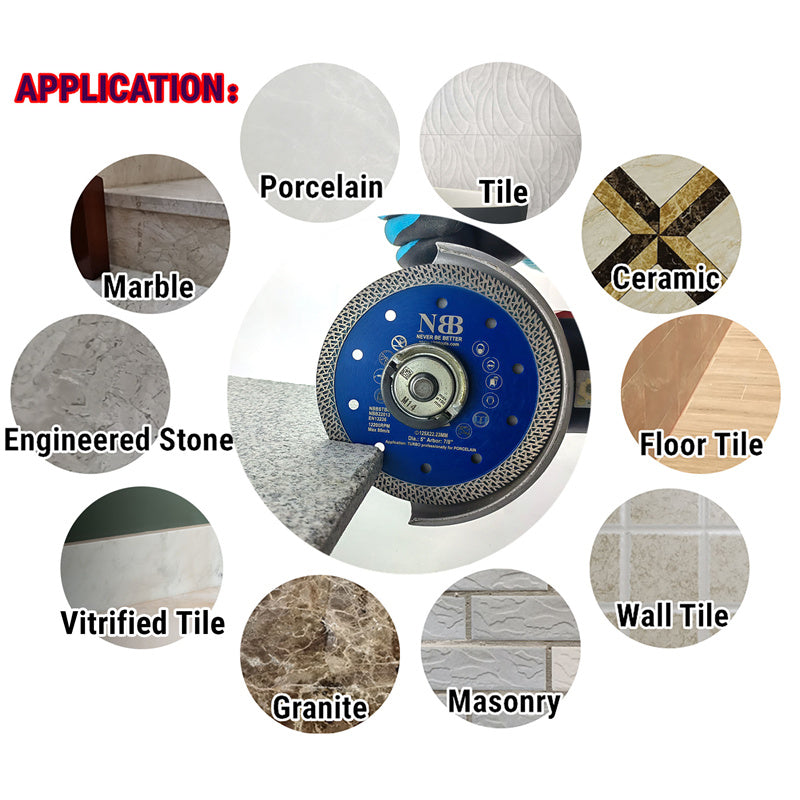 NBB Disco de corte de diamante premium sierra de diamante con altura de 10mm segmento turbo cruzado espesor 1,4mm eje 22,23 mm hoja diamant Corte en seco de Porcelanico Cerámica Azulejo