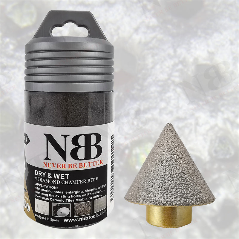NBB Fresa de diamante con M14, para biselar en seco o húmedo profesionalmente en porcelana, cerámica, baldosas, granito, mármol, para amoladora angular