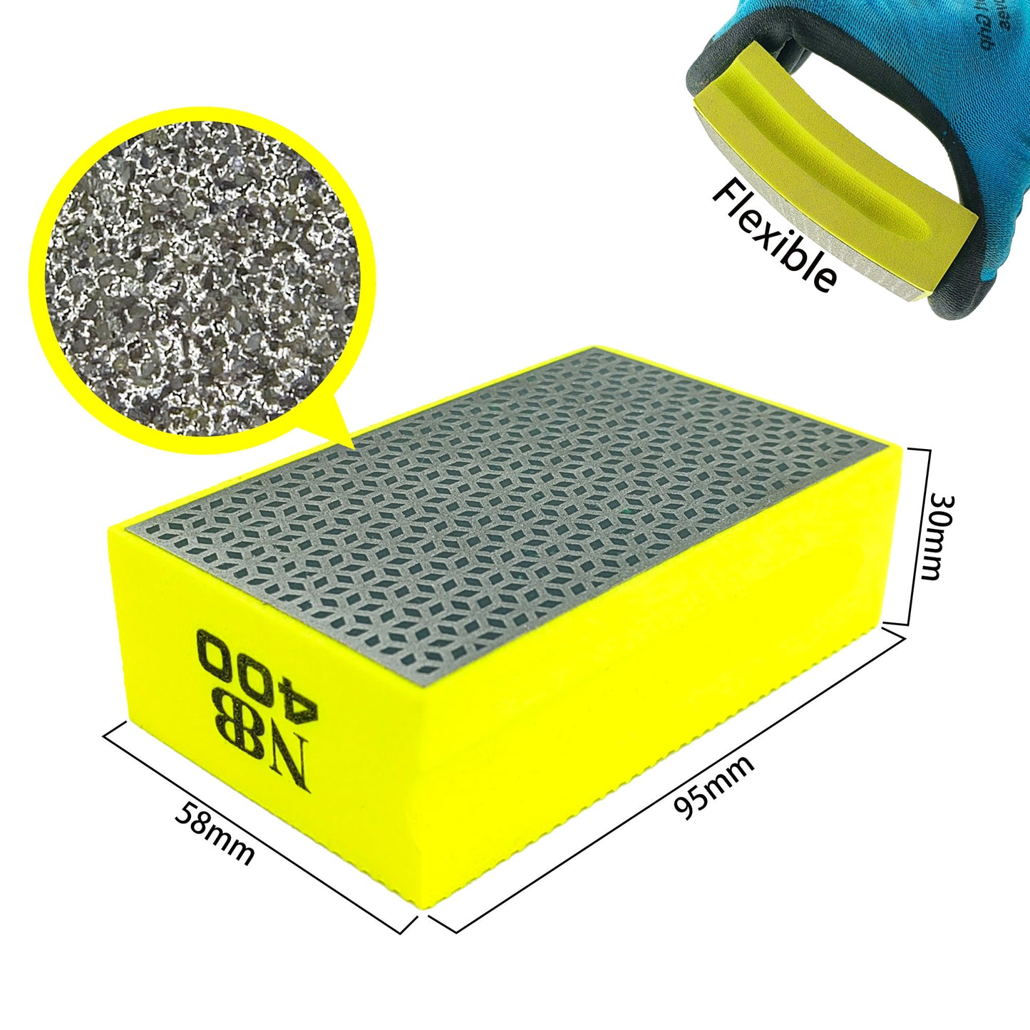 NBB Almohadilla diamantada a Mano para lijar o pulir, Bloque Diamante de Lijado/Pulido con Respaldo de Esponja Flexible para moliendar Piedra Granito cerámica azulejo Vidrio Madera Metal (10pcs)