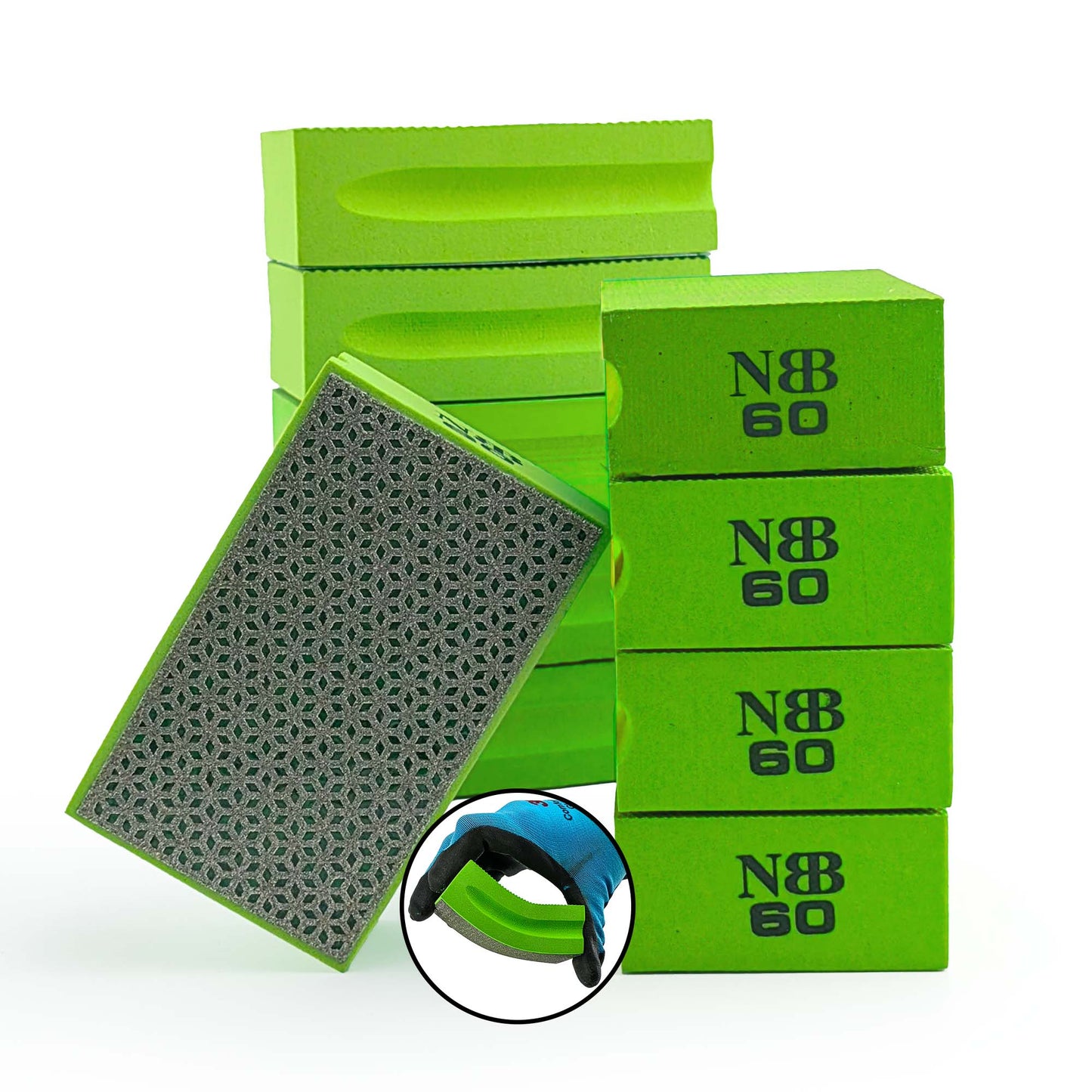 NBB Almohadilla diamantada a Mano para lijar o pulir, Bloque Diamante de Lijado/Pulido con Respaldo de Esponja Flexible para moliendar Piedra Granito cerámica azulejo Vidrio Madera Metal (10pcs)