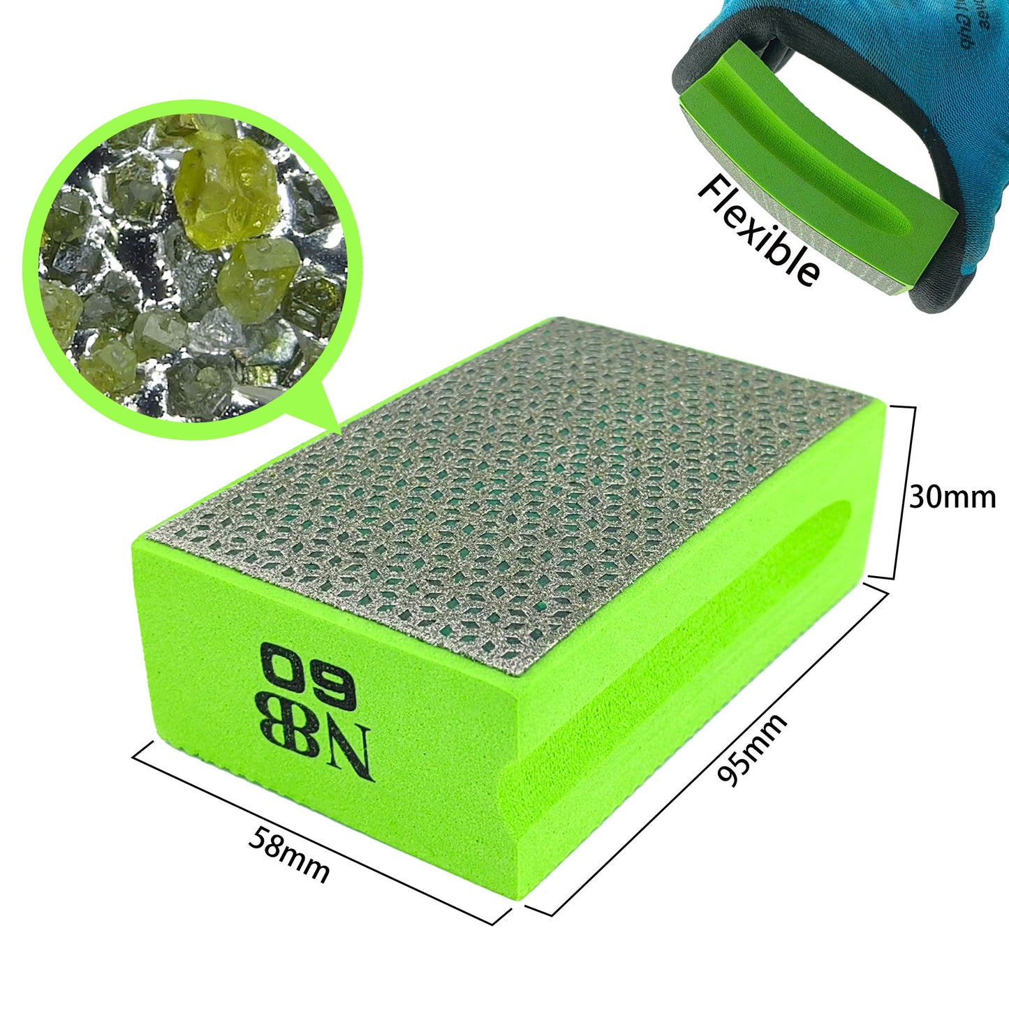 NBB Almohadilla diamantada a Mano para lijar o pulir, Bloque Diamante de Lijado/Pulido con Respaldo de Esponja Flexible para moliendar Piedra Granito cerámica azulejo Vidrio Madera Metal (10pcs)