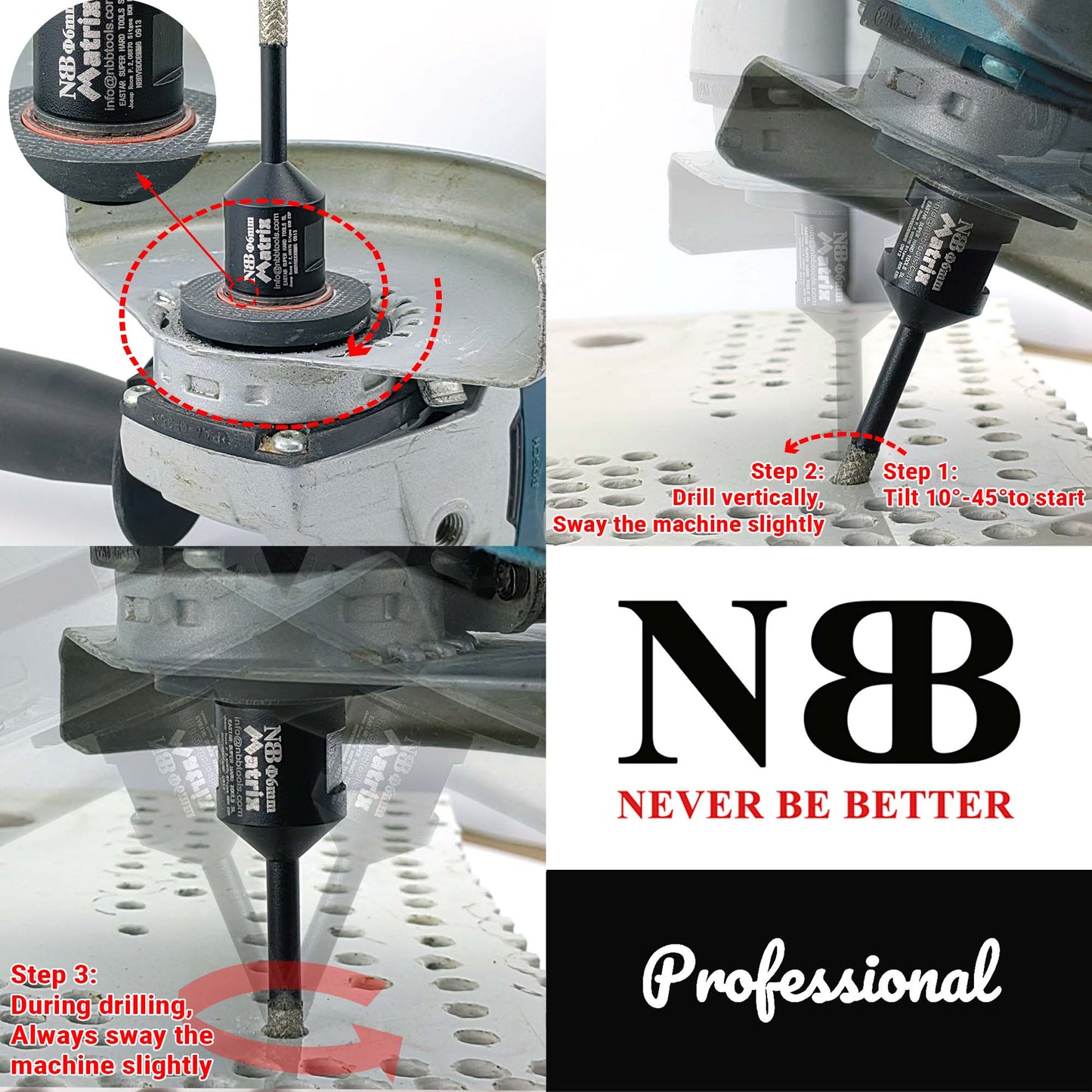 NBB Broca de diamante fresa diamantada con M14 Ordenar en forma de una matriz corona diamante para taladrar en porcelana cerámica baldosa granito mármol en seco húmedo para Amoladora Angular