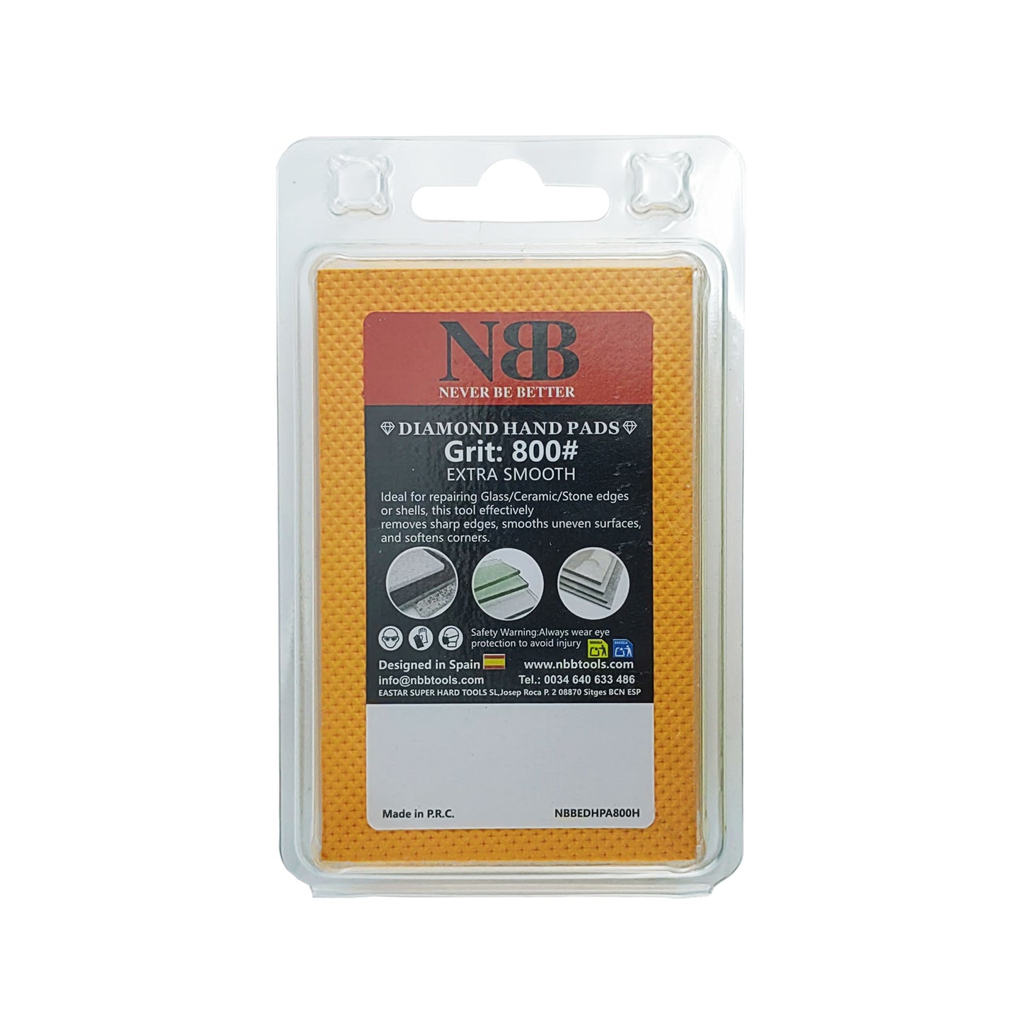 NBB Almohadilla diamantada para lijar y pulir a Mano con Diamante galvanizado para Piedra, mármol, Granito, cerámica, azulejo, Vidrio, con Almohadilla de Esponja Flexible