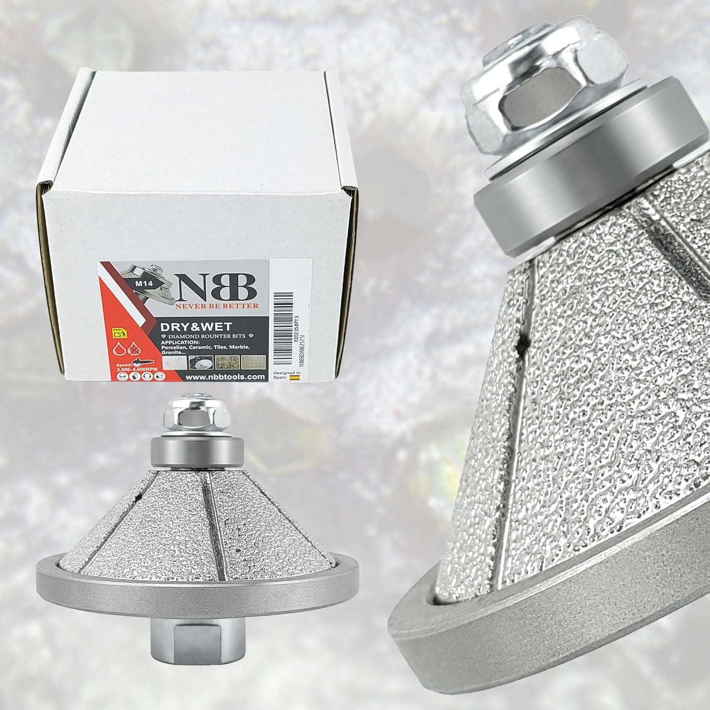 NBB Rueda de perfil de diamante fresa de enrutador de diamante con cubierta de hierro broca para perfilar porcelana baldosa cerámica granito mármol piedra para amoladora angular (Bevel)