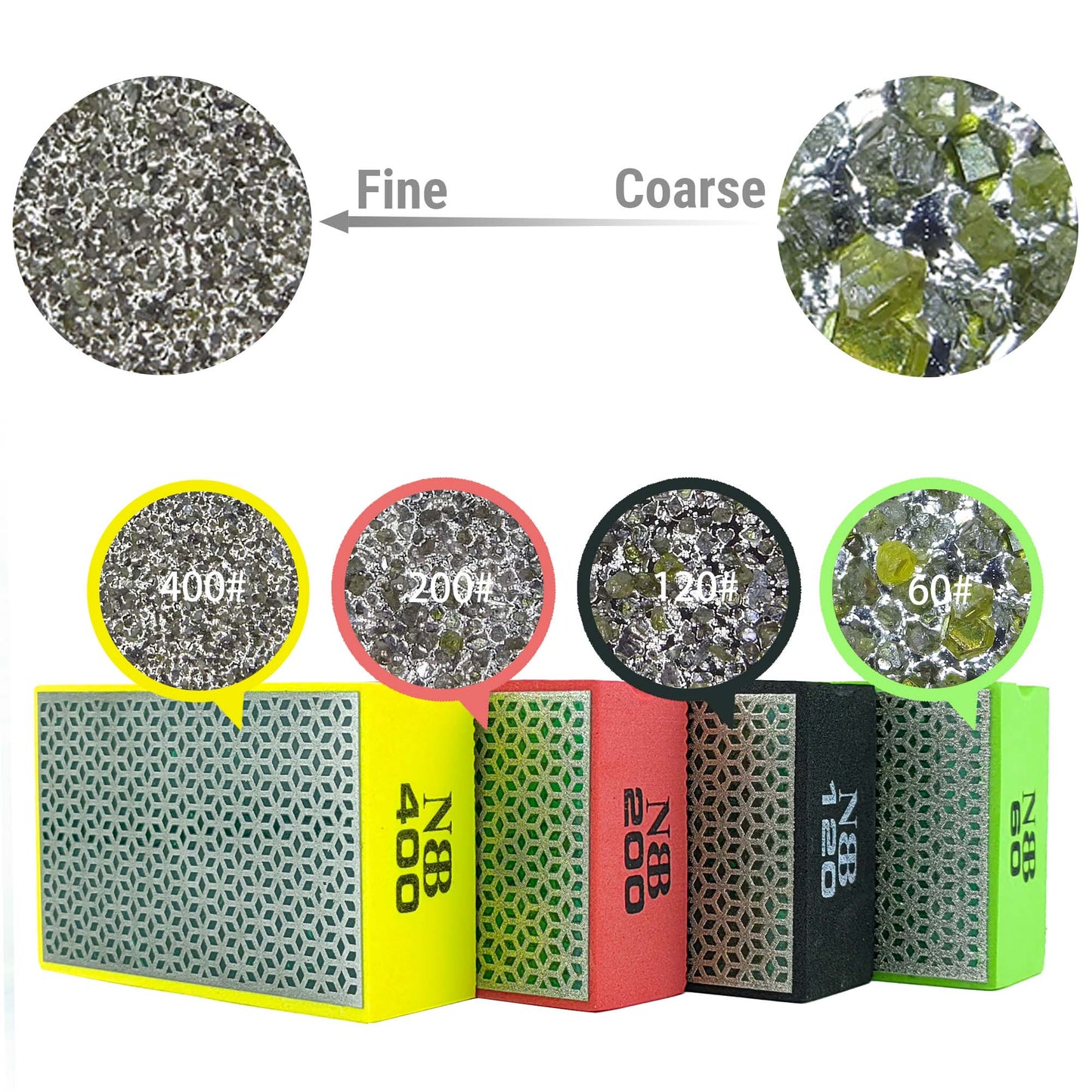 NBB Almohadilla diamantada a Mano para lijar o pulir, Bloque Diamante de Lijado/Pulido con Respaldo de Esponja Flexible para moliendar Piedra Granito cerámica azulejo Vidrio Madera Metal (10pcs)