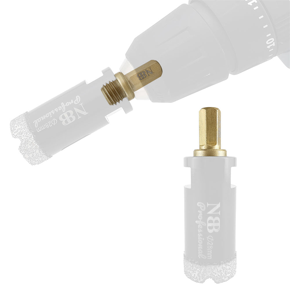 NBB Professional Diamond Drill Bit Adapter with M14 Female Thread, M14 Male Thread to Hex Shank, Stable Drill Connection, Prevents Vibration and Slippage (1, M14 to HEX)