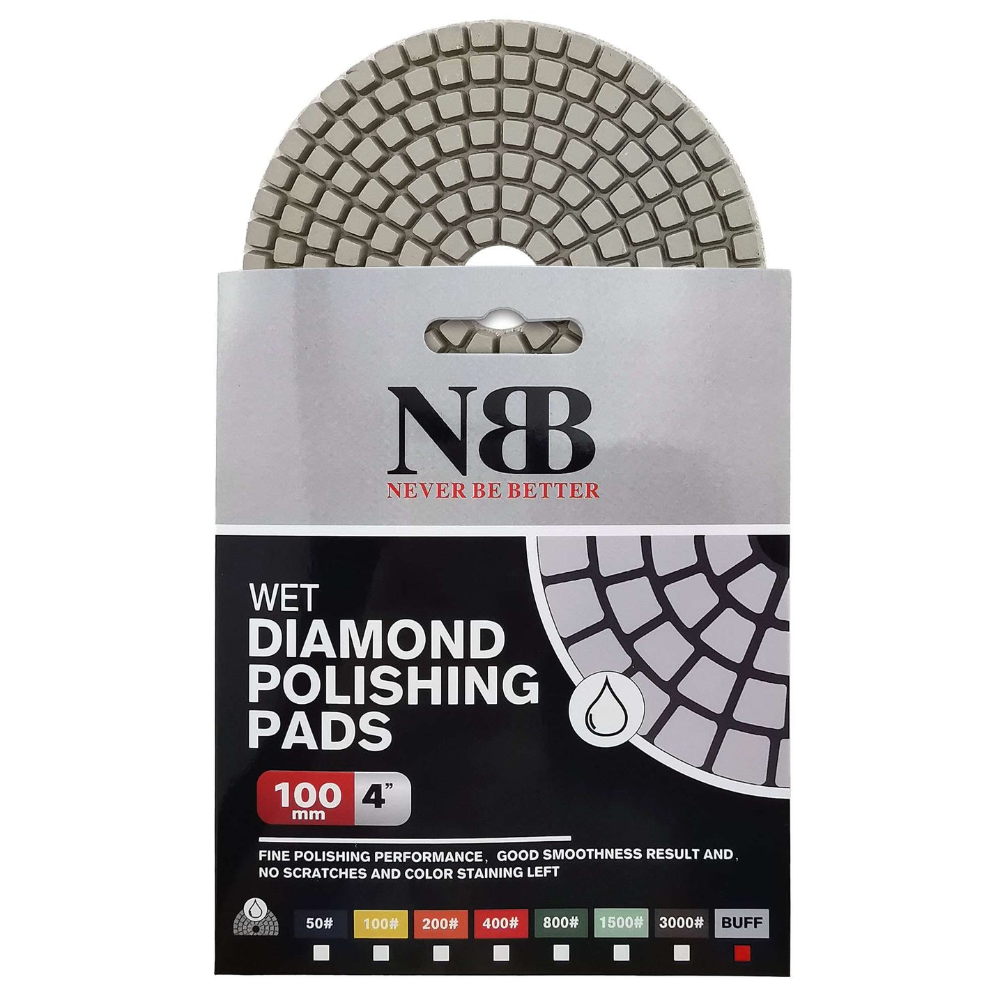 NBB Almohadillas de pulido de diamante 4" 100mm disco renovación lijado diamante para Pulir en húmedo granito mármol piedra porcelana cerámica con respaldo de nylon buen acabado