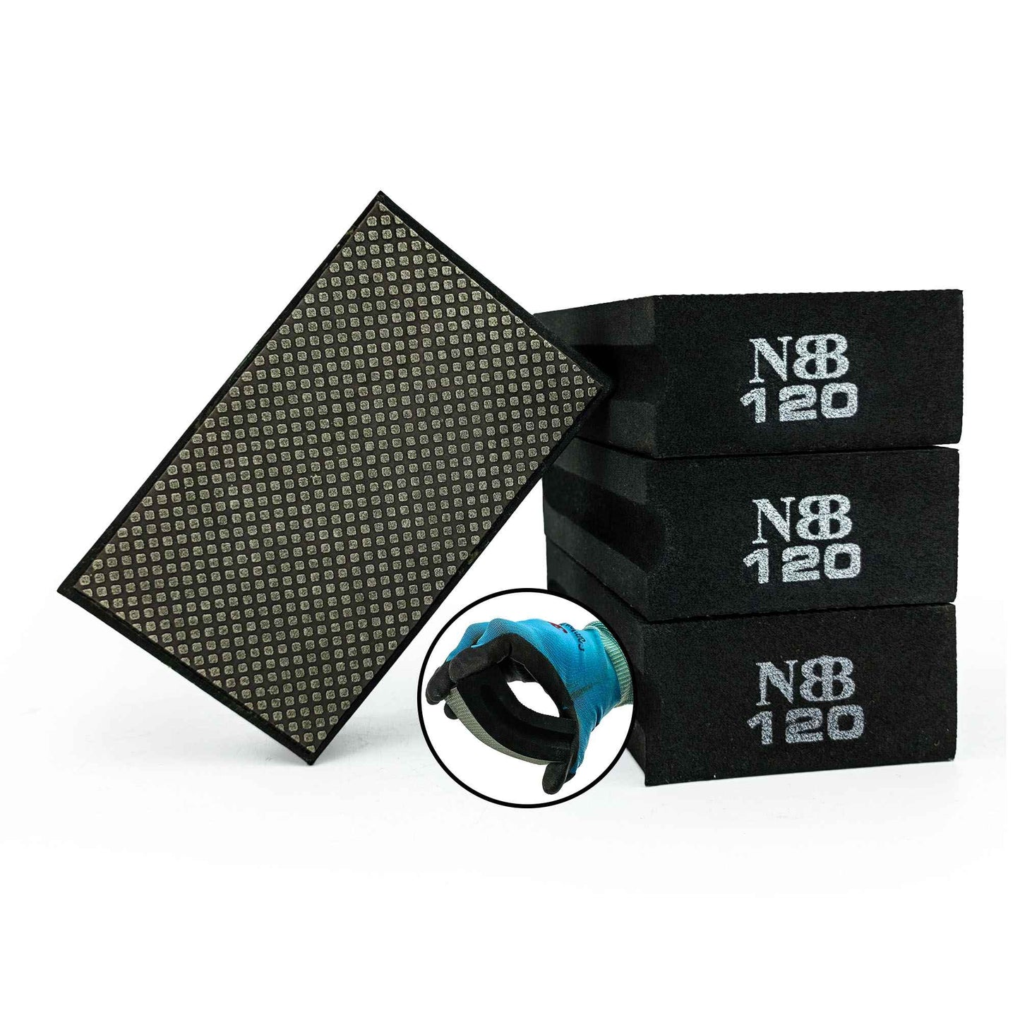 NBB Almohadilla diamantada para lijar y pulir, bloques diamante de lijado/pulido, almohadillas a mano de diamante con respaldo de espuma para moliendar granito, mármol, piedra
