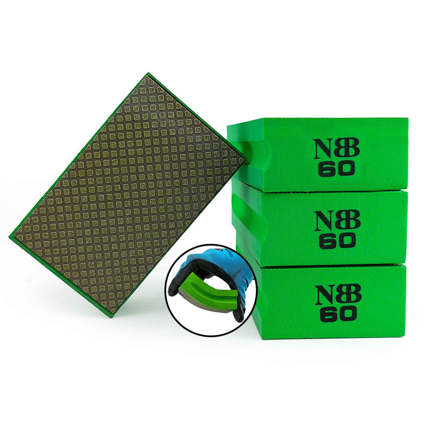 NBB Almohadilla diamantada para lijar y pulir, bloques diamante de lijado/pulido, almohadillas a mano de diamante con respaldo de espuma para moliendar granito, mármol, piedra