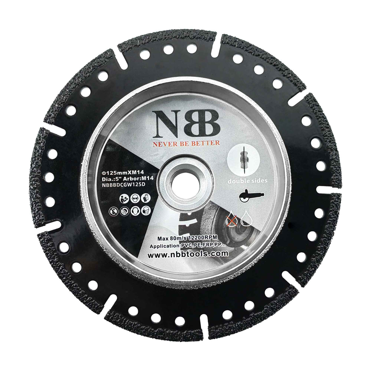 NBB Disco de corte y desbaste de diamante, multiusos, profesional para cortar y desbastar tubos de plástico en un solo movimiento, eje 22.23 mm, para amoladora angular de 125 mm