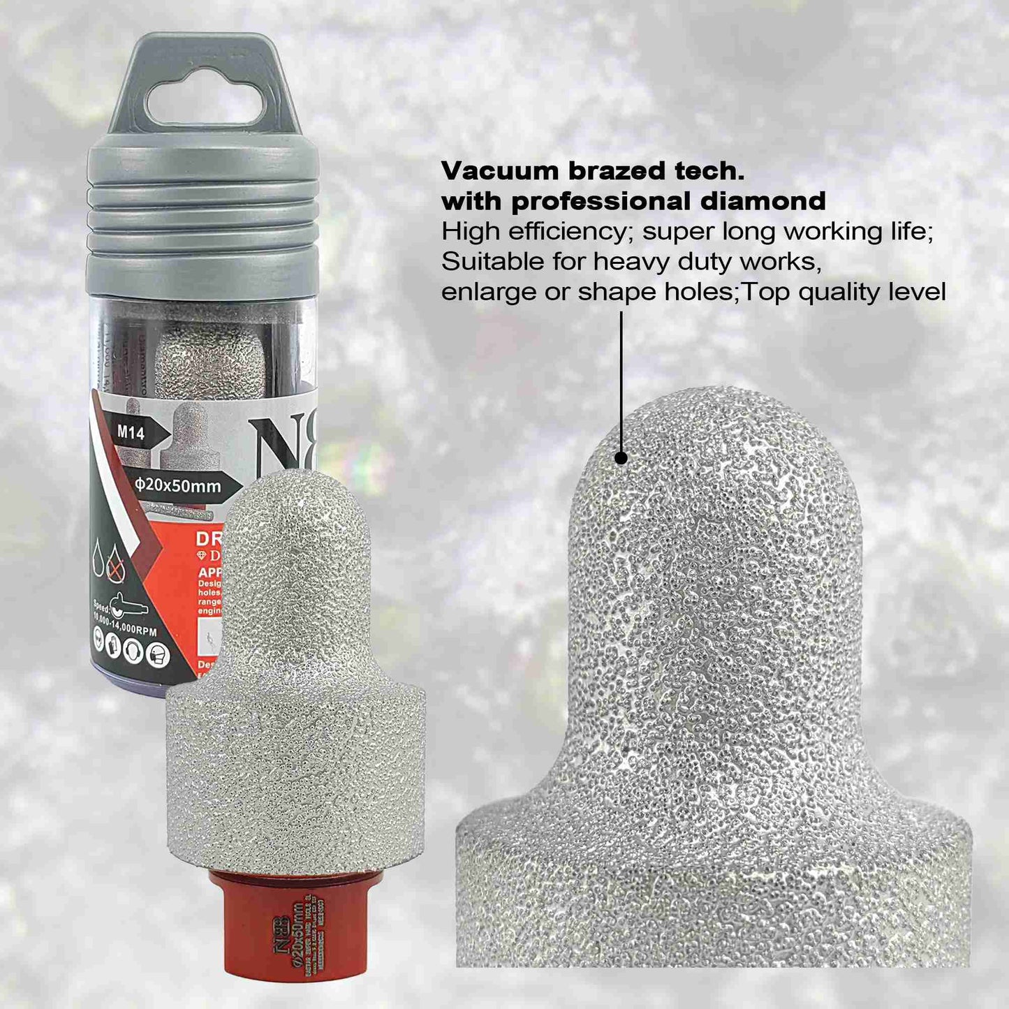 NBB Broca de fresado de dedo diamante con M14 Fresa cónica de diamante broca de chaflán para ampliar biselar agujeros baldosas azulejos cerámica porcelana granito mármol en seco