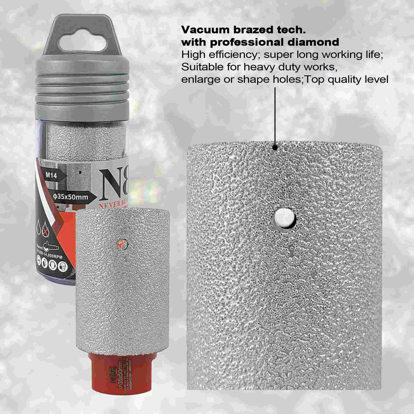 NBB Broca de fresado de diamante con M14 forma de dedo Fresa de diamante broca de chaflán para ampliar y dar forma al baldosas azulejos cerámica porcelana granito mármol en seco o húmedo