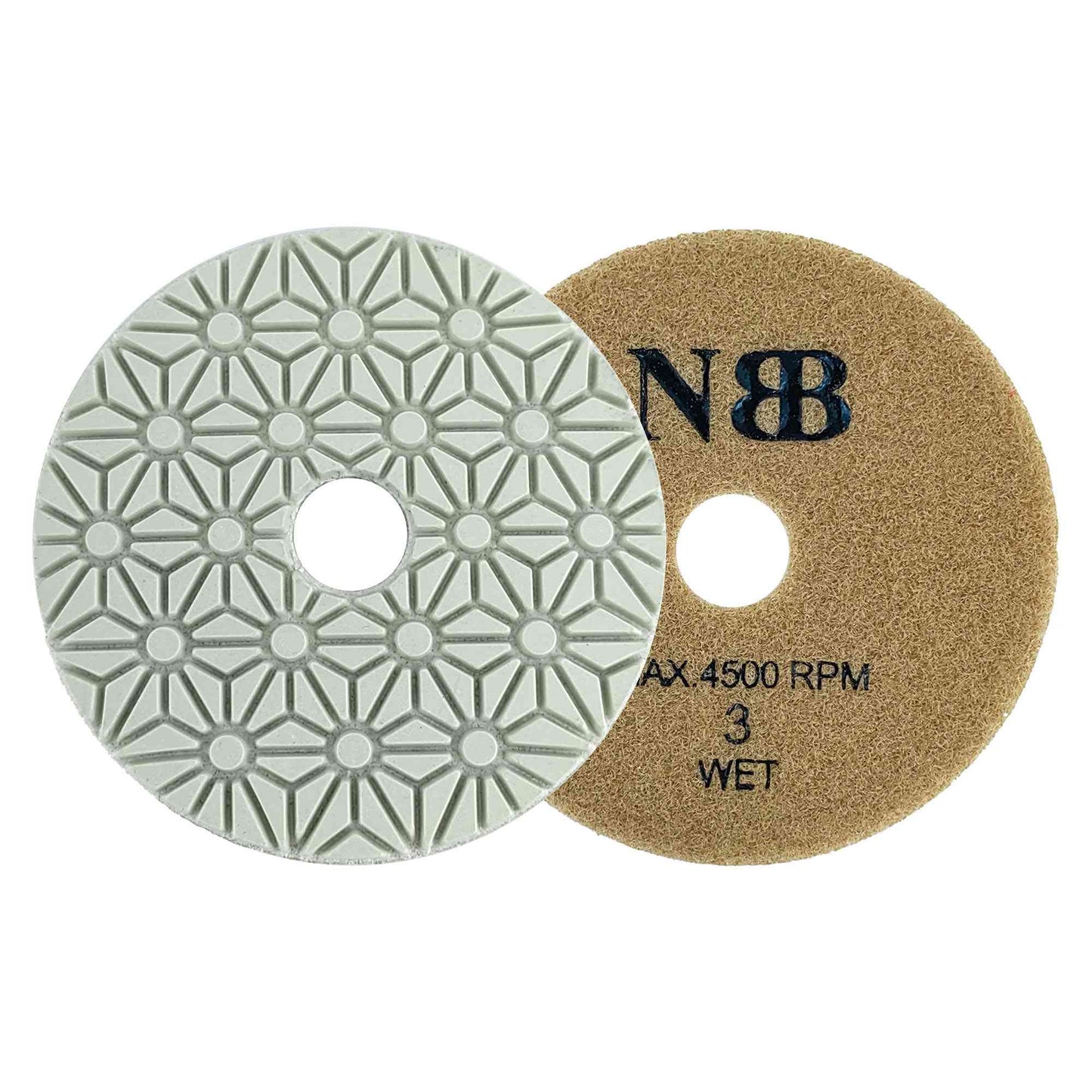 NBB Almohadilla de pulido de diamante solo son necesarios 3 pasos para pulido en Húmedo y Seco renovación eliminación en mármol granito cerámica baldosa 100mm/4" con respaldo de nylon