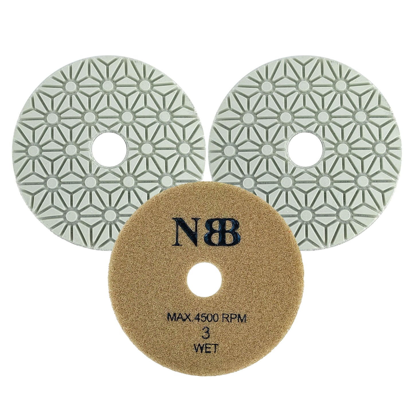 NBB Almohadilla de pulido de diamante solo son necesarios 3 pasos para pulido en Húmedo y Seco renovación eliminación en mármol granito cerámica baldosa 100mm/4" con respaldo de nylon