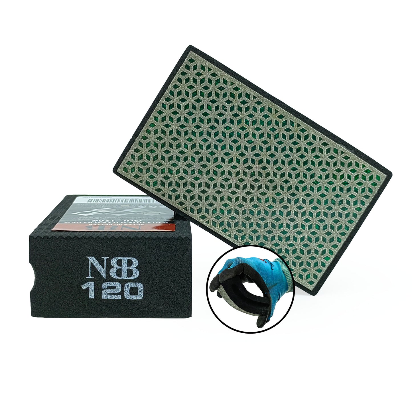 NBB Almohadilla diamantada a Mano para lijar o pulir, Bloque Diamante de Lijado/Pulido con Respaldo de Esponja Flexible para moliendar Piedra Granito cerámica azulejo Vidrio Madera Metal