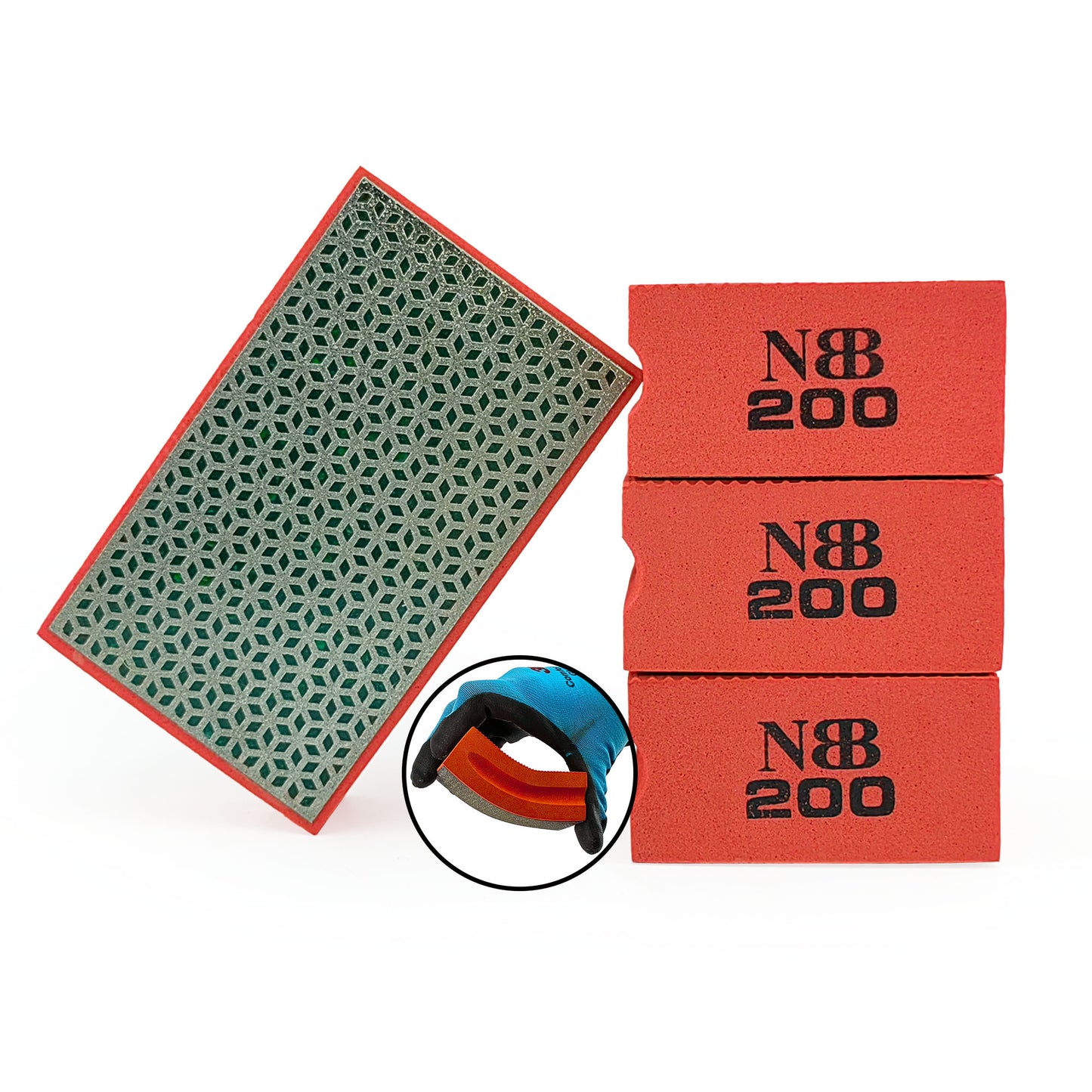 NBB Almohadilla diamantada a Mano para lijar o pulir, Bloque Diamante de Lijado/Pulido con Respaldo de Esponja Flexible para moliendar Piedra Granito cerámica azulejo Vidrio Madera Metal