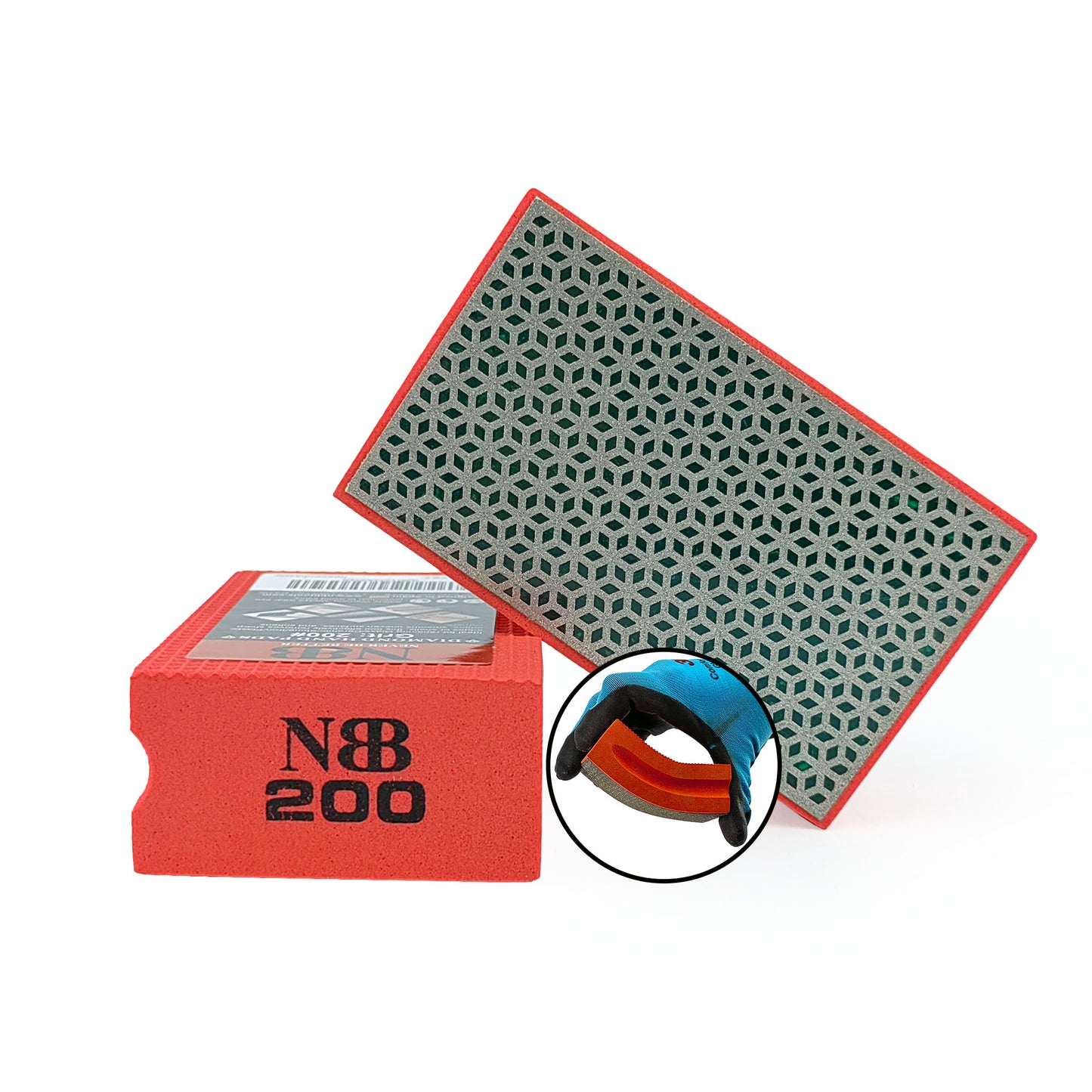 NBB Almohadilla diamantada a Mano para lijar o pulir, Bloque Diamante de Lijado/Pulido con Respaldo de Esponja Flexible para moliendar Piedra Granito cerámica azulejo Vidrio Madera Metal