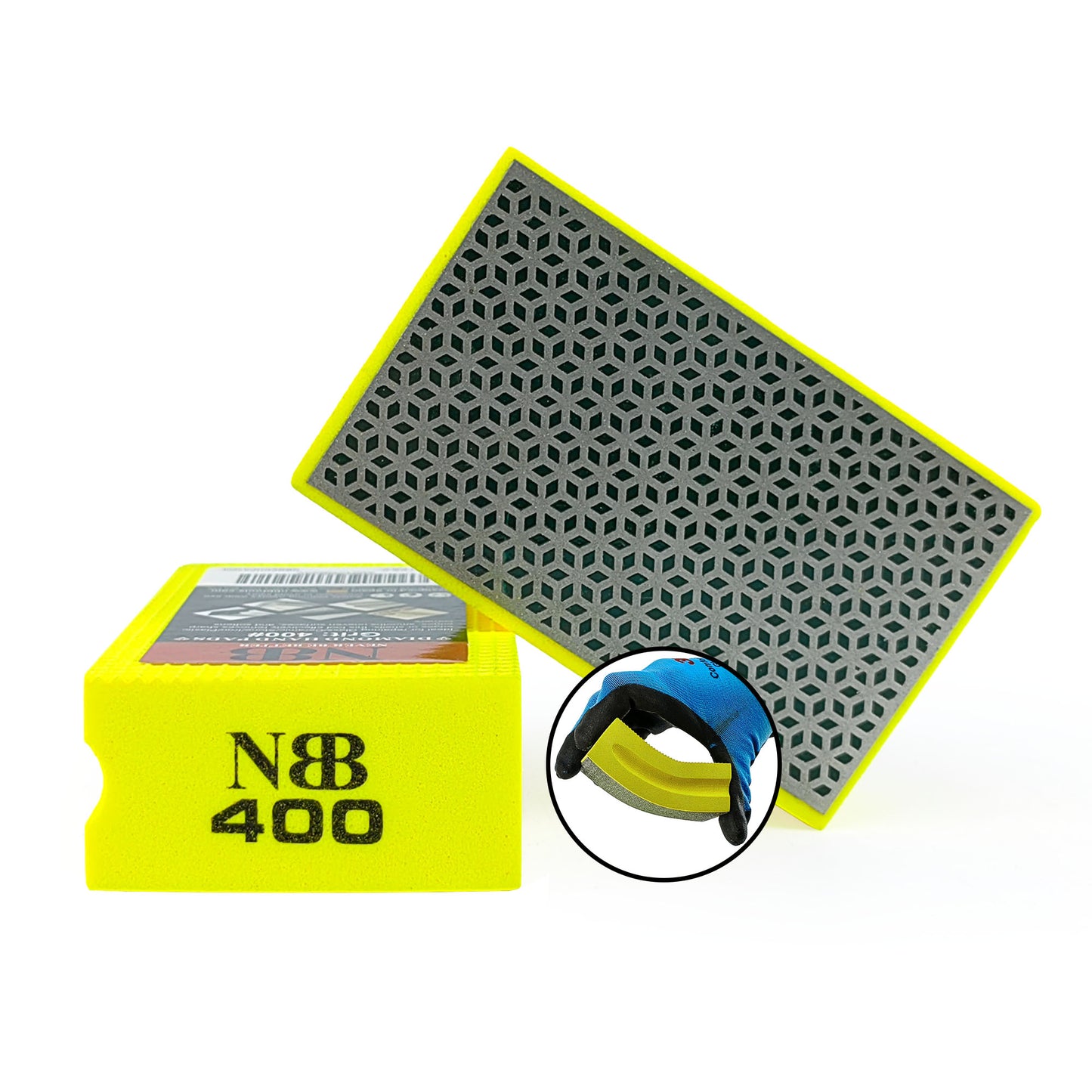NBB Almohadilla diamantada a Mano para lijar o pulir, Bloque Diamante de Lijado/Pulido con Respaldo de Esponja Flexible para moliendar Piedra Granito cerámica azulejo Vidrio Madera Metal