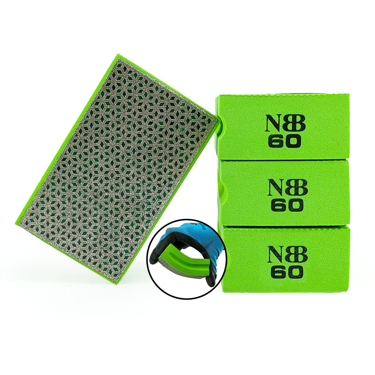 NBB Almohadilla diamantada a Mano para lijar o pulir, Bloque Diamante de Lijado/Pulido con Respaldo de Esponja Flexible para moliendar Piedra Granito cerámica azulejo Vidrio Madera Metal