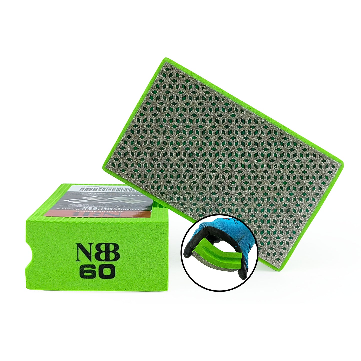 NBB Almohadilla diamantada a Mano para lijar o pulir, Bloque Diamante de Lijado/Pulido con Respaldo de Esponja Flexible para moliendar Piedra Granito cerámica azulejo Vidrio Madera Metal