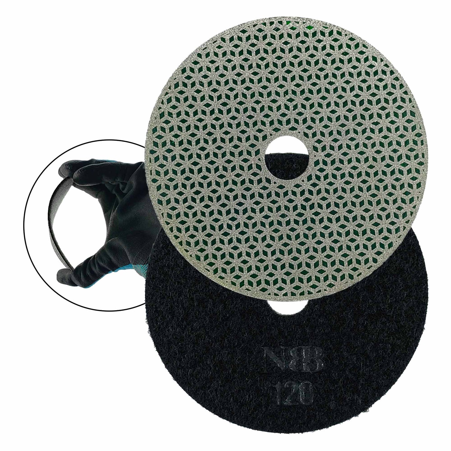 NBB Almohadilla de pulido de diamante electrochapada para pulido en seco en mármol granito piedra natural cerámica madera vidrio metal diámetro 100mm 4" con respaldo de nailon