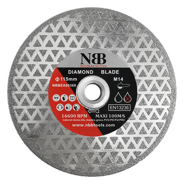 NBB Disco de corte de diamante electrochapado sierra diamantada doble cara recubierta de diamante 2 en 1 profesional para cortar mármol granito cerámica porcelana conexión con rosca M14 (DF)