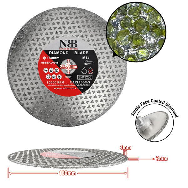 NBB Disco de corte de diamante electrochapado sierra diamantada doble cara recubierta de diamante 2 en 1 profesional para cortar mármol granito cerámica porcelana conexión con rosca M14 (DF)