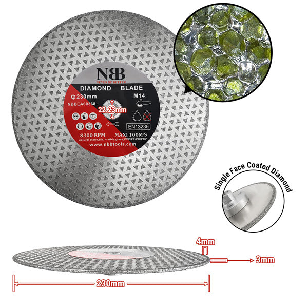 NBB Disco de corte de diamante electrochapado sierra diamantada doble cara recubierta de diamante 2 en 1 profesional para cortar mármol granito cerámica porcelana conexión con rosca M14 (DF)