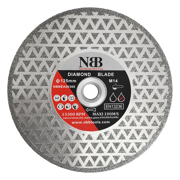 NBB Disco de corte de diamante electrochapado sierra diamantada doble cara recubierta de diamante 2 en 1 profesional para cortar mármol granito cerámica porcelana conexión con rosca M14 (DF)