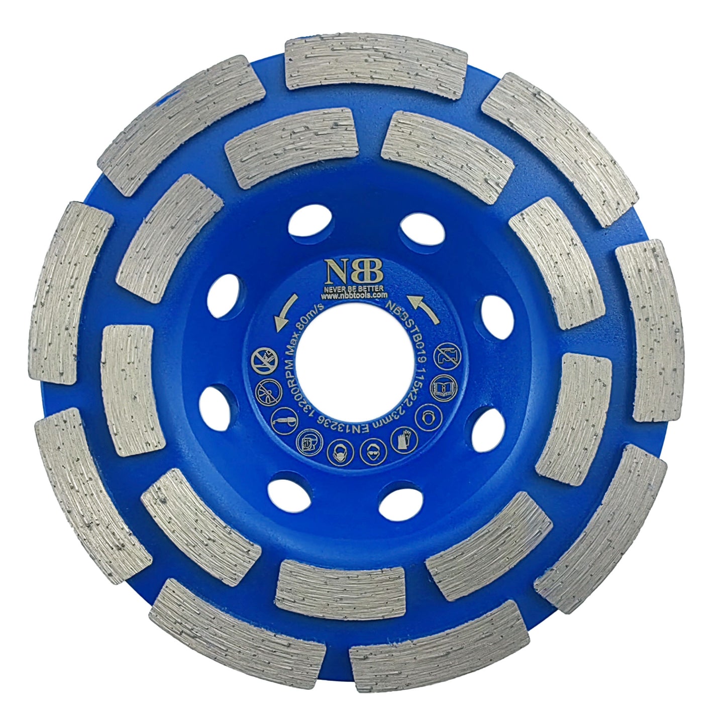 NBB Muela de copa diamante Disco molienda diamantado cuchillas de doble fila amolado uso general para piedra y hormigón Rectificado seco o húmedo en granito mármol cerámica azulejos cemento