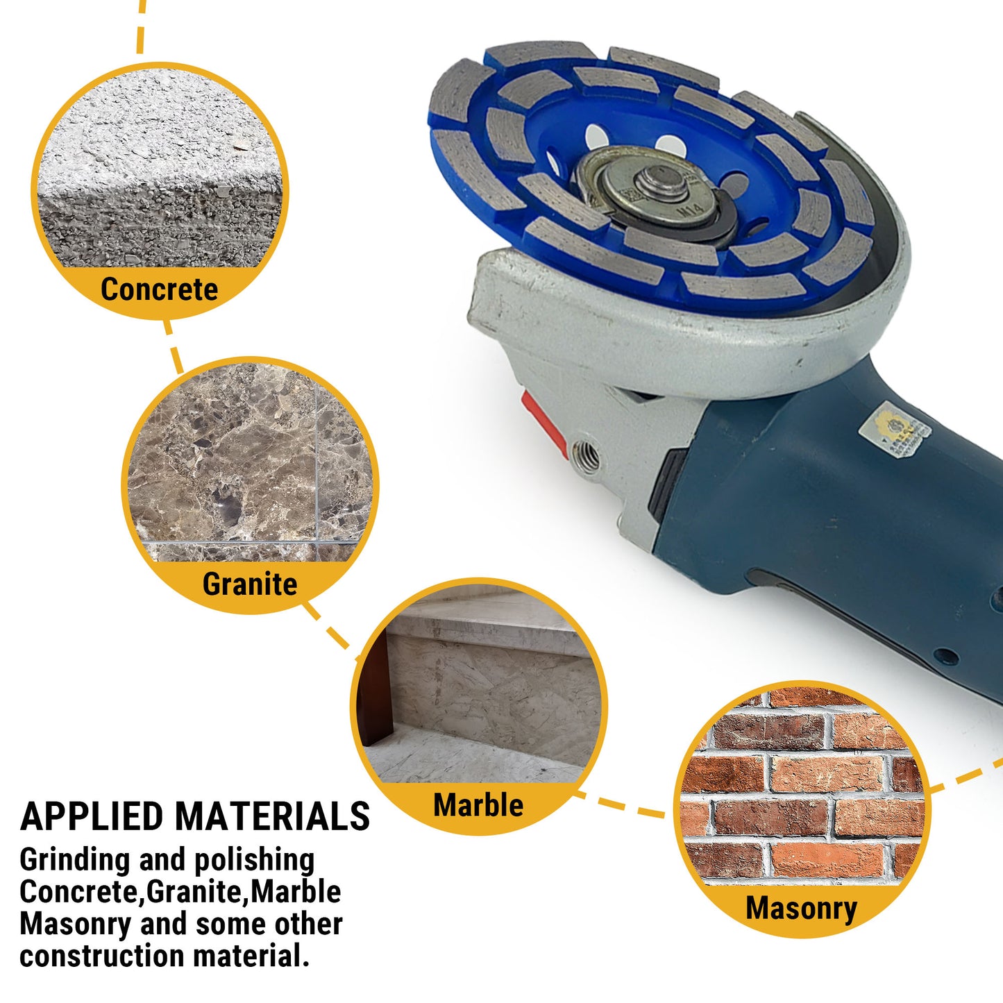 NBB Muela de copa diamante Disco molienda diamantado cuchillas de doble fila amolado uso general para piedra y hormigón Rectificado seco o húmedo en granito mármol cerámica azulejos cemento