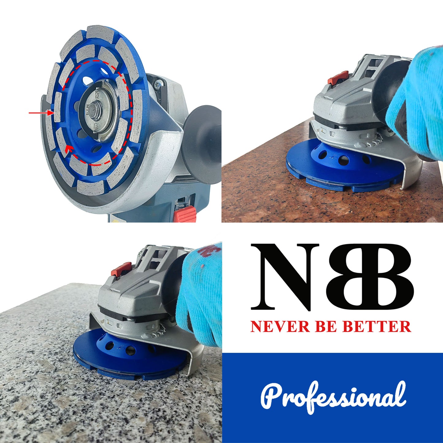 NBB Muela de copa diamante Disco molienda diamantado cuchillas de doble fila amolado uso general para piedra y hormigón Rectificado seco o húmedo en granito mármol cerámica azulejos cemento