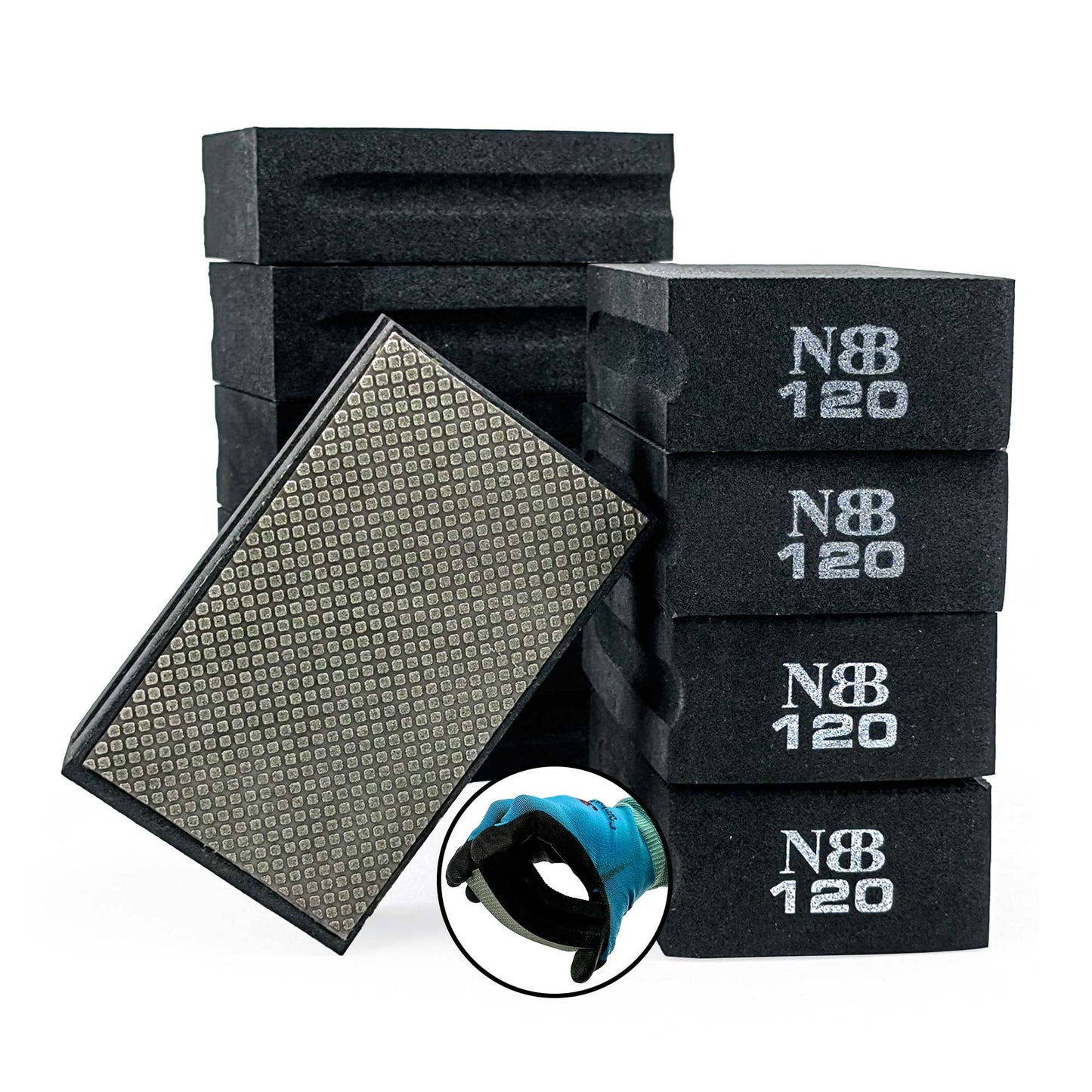 NBB Almohadilla diamantada para lijar y pulir, bloques diamante de lijado/pulido, almohadillas a mano de diamante con respaldo de espuma para moliendar granito, mármol, piedra