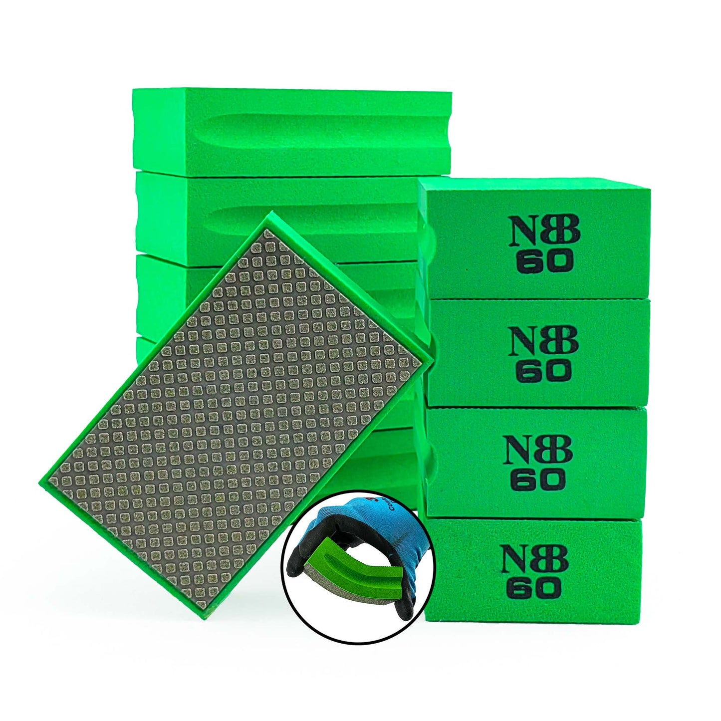 NBB Almohadilla diamantada para lijar y pulir, bloques diamante de lijado/pulido, almohadillas a mano de diamante con respaldo de espuma para moliendar granito, mármol, piedra