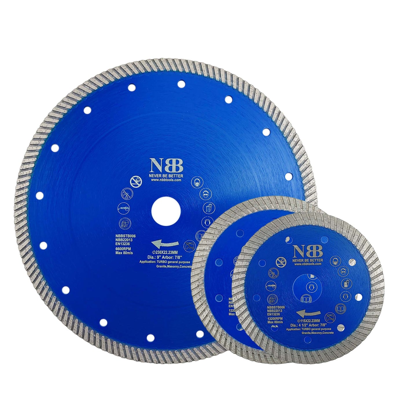 NBB Disco de corte de diamante sierra de diamante con 10mm segmento diamant turbo estrecho espesor 2,2mm hoja diamante Corte en seco de Porcelanico Cerámica Azulejo Mármol Granito Piedra