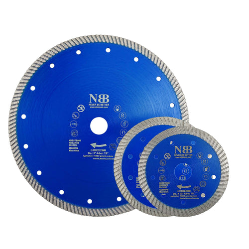 NBB Disco de corte de diamante sierra de diamante con 10mm segmento diamant turbo estrecho espesor 2,2mm hoja diamante Corte en seco de Porcelanico Cerámica Azulejo Mármol Granito Piedra